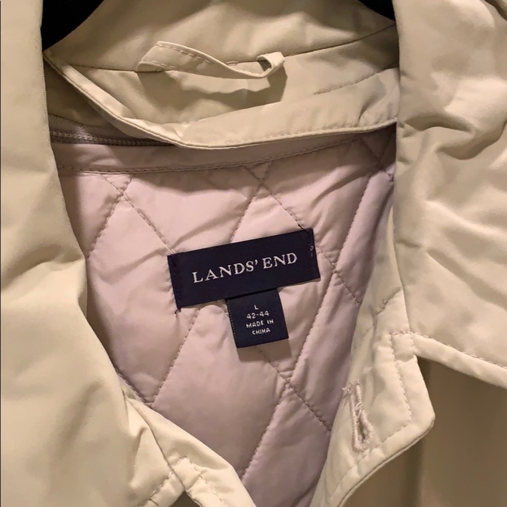 Mens Lands End trench coat size large new